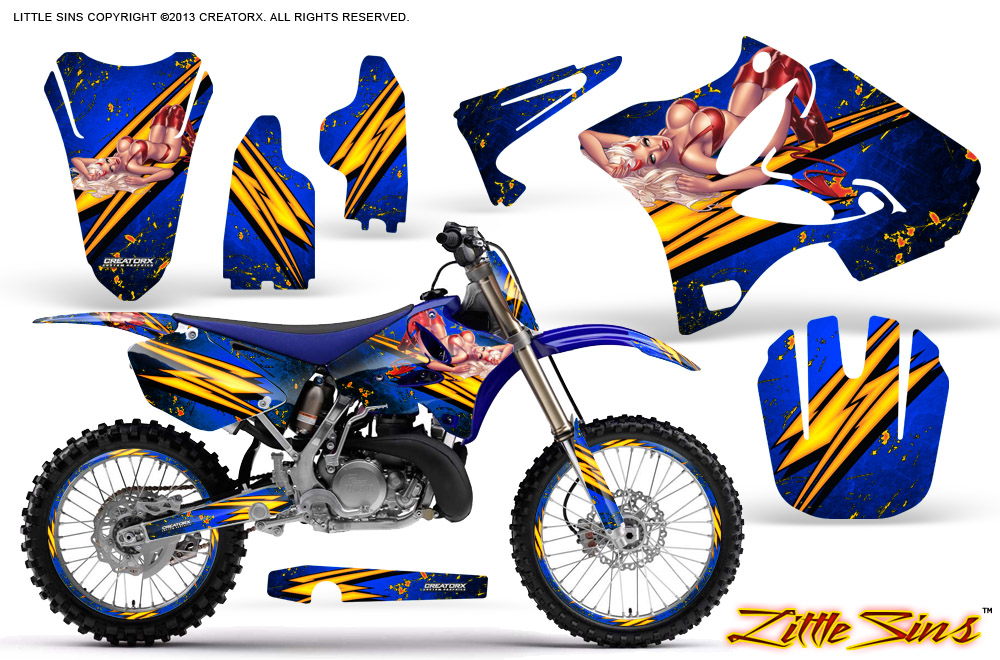 Yamaha YZ125-YZ250 02-12 Graphics Kit Little Sins Blue NP Rims